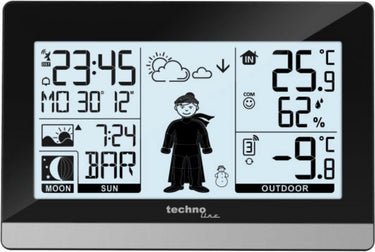 Technoline weerstation - ws 9612 - 145x97x38mm - zwart zilver - met 1 buitensensor 30m - tl-ws9612