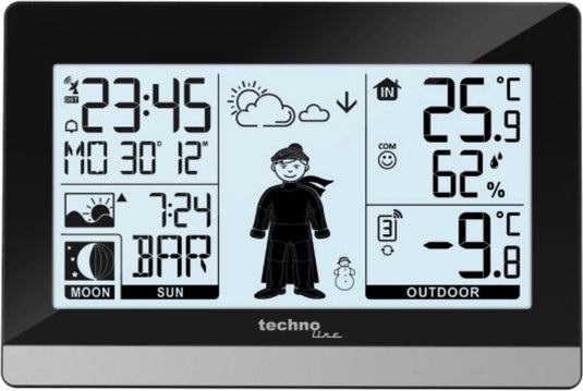 Technoline weerstation - ws 9612 - 145x97x38mm - zwart zilver - met 1 buitensensor 30m - tl-ws9612