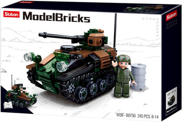 Sluban small tank wiesel awc bouwspeelgoed kinderen vanaf 8 jaar – constructiespeelgoed modelbouw – bouwdoos met 245 bouwstenen – m38-b0750