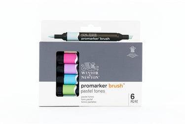 Winsor newton 0290125 promarker brush 6 pastel tones | professionele alcoholmarkers layoutmarkers