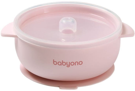 Babyono baby ono roze siliconen kommetje met zuignap deksel