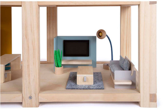 Small foot - houten poppenhuis met meubels