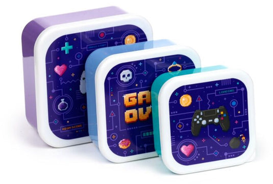 Puckator lunch box - game over - set 3 - m l xl - 13,5x13,5x6cm genesteld