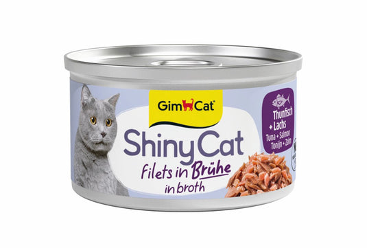 Gimcat 24 x 70 g - shinycat filets in broth tonijn + zalm