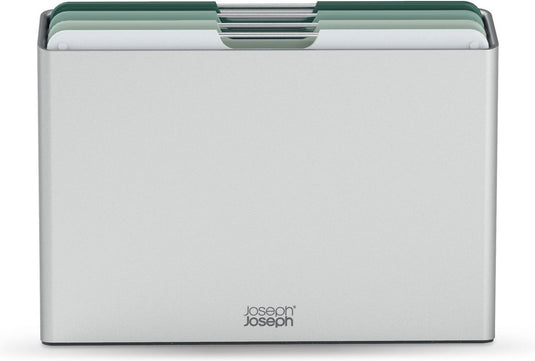 Joseph joseph folio™ snijplankenset 4-delig – large – lichtgroen – kleurgecodeerd – met opbergstand – rvs handgrepen