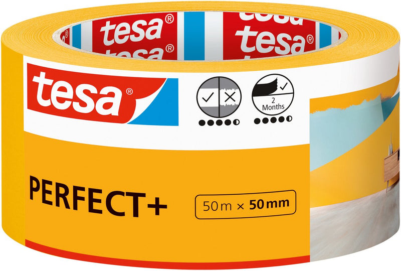 Load image into Gallery viewer, Tesa schilderstape perfect+ afplaktape dun washi papier nauwkeurig schilderen – 50m x 50mm
