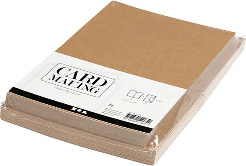 Load image into Gallery viewer, Creativ company kaarten en enveloppen naturel, 50 sets
