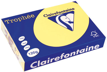 Clairefontaine trophée pastel a4 citroengeel 120 g 250 vel