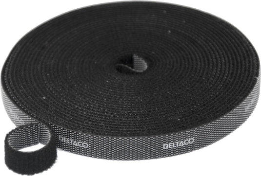 Deltaco cm05s kabelbinder klittenband - 10mm x 5m - zwart