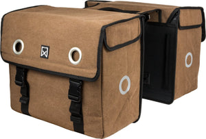 Willex dubbele fietstas - canvas - reflectie - 30 liter - universele bevestiging -bruin