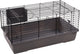 Flamingo hamsterkooi – mobi – caviakooi dwergkonijnenkooi – binnenkooi met hooiruif en diepe bodem – metaal zwart grijs – 75x47x40 cm – europese kwaliteit