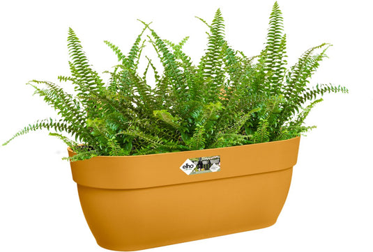 Elho vibia campana easy hanger l 46 - balkonbak met ophanghaken - 100% gerecycled plastic - ø 46.0 x h 26.5 cm - honinggeel