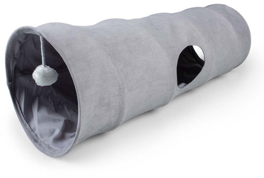 Duvo plus playtime speeltunnel purrly voor katten l-80x25x25cm grijs