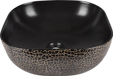 Differnz safari waskom 41.5x41.5x14cm keramiek snake zwart goud