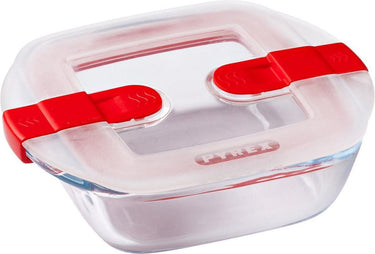 Pyrex cook heat voedselcontainer vierkant - inclusief deksel - borosilicaatglas - 14x12 cm - transparant