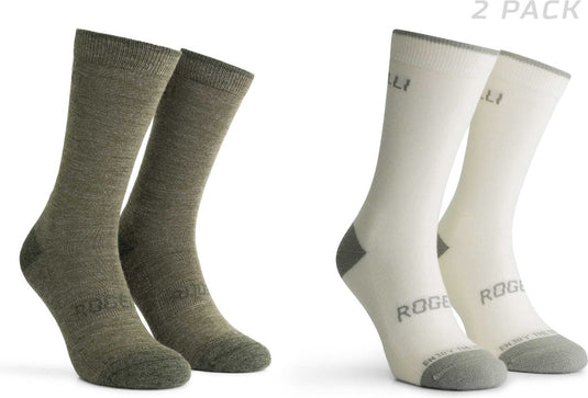 Rogelli merino wool fietssokken - 2-pack - groen taupe - 36 39