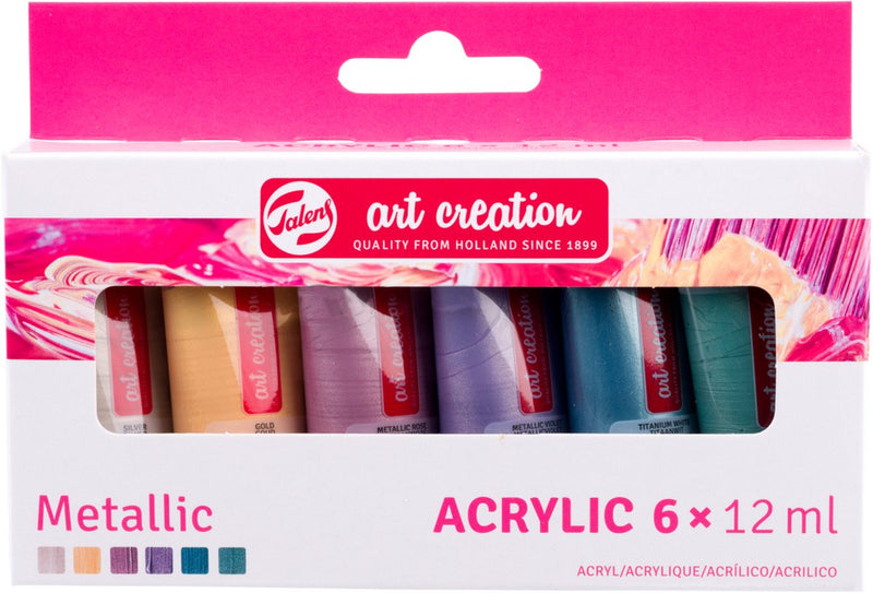 Afbeelding laden in galerijviewer, Talens art creation acrylverf set metallic | 6 x 12 ml
