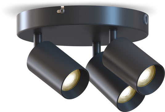 Calex plafondlamp - 3-lichts - opbouwspot - rond - zwart - goud