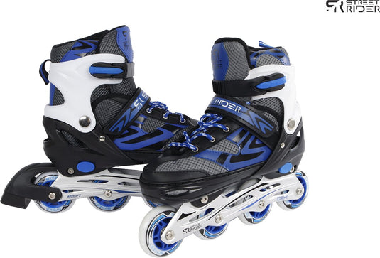 Street rider skeelers blauw zwart, maat 37-40