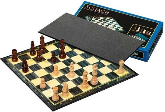 Philos schaakset standaard met randbeschrijving veld 30 mm, koningshoogte 64 mm