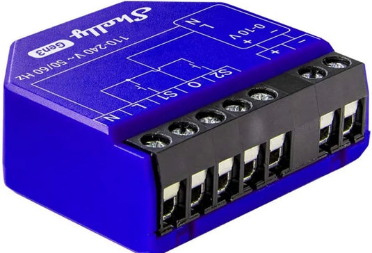 Shelly dimmer gen3 0 1-10v voor wifi bluetooth afstandsbediening van verlichting