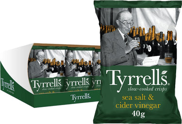 Tyrrells chips sea salt cider vinegar 18 x 40 gram
