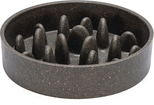 Designed by lotte pom antischrokbak kat - slowfeeder kat - voerbak - vaatwasserbestendig - bamboe - grijs - 410 ml