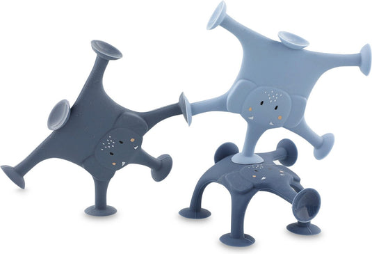 Trixie dierenspel met zuignappen â€“ mrs. elephant â€“ 3-delige badpretset van siliconen - blauw
