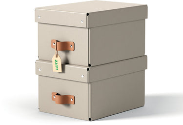 Leitz puro kleine opbergdoos met deksel - set van 2 - 7l - 100% gerecycled karton - beige