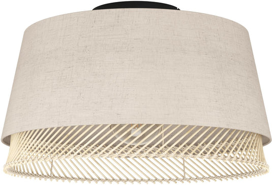 Eglo tabley plafondlamp - e27 - ø 38 cm - natuur|bruin|zwart - textiel