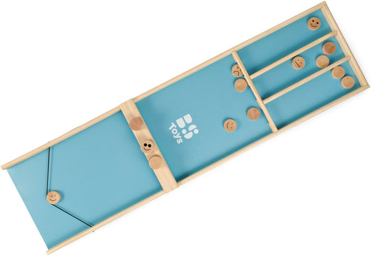 Bs toys sjoelbak kinderen familie – houten shuffleboard ga523 – sjoelen - familiespel - 18 schijven – perfect sinterklaas cadeau – kerstspel – gezelschapsspel voor jong oud