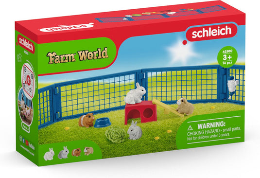 Schleich farm world - tehuis voor konijntjes en cavia's - speelfigurenset - kinderspeelgoed voor jongens en meisjes - 3 tot 8 jaar - 14 onderdelen