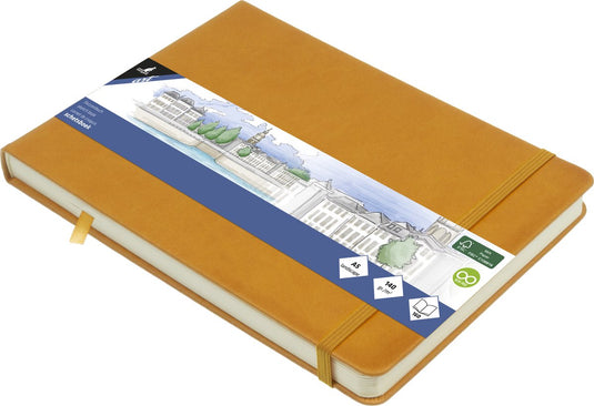 Kangaro schetsboek - a5 landscape - okergeel - pu hardcover - met elastiek en lint - k-861231