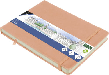Kangaro schetsboek - a5 landscape - oudroze - pu hardcover - met elastiek en lint