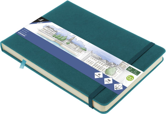Kangaro schetsboek - a5 landscape - dark turquoise - met elastiek en lint - k-861314