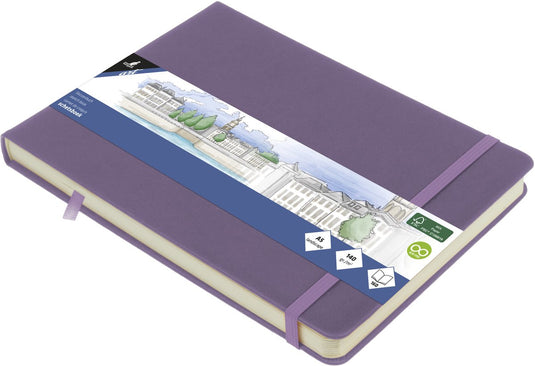 Kangaro schetsboek a5 liggend - heather purple - met elastiek en lint