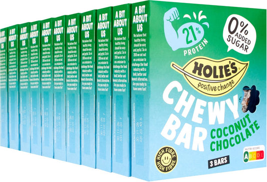 Holie's chewy bar coconut chocolate 3 repen - reep - suikervrij - gezond - vegan - 11 pack