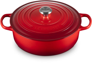 Gietijzer le creuset en lage braadpan 30 cm - inductie - 6,2 l - kersenrood