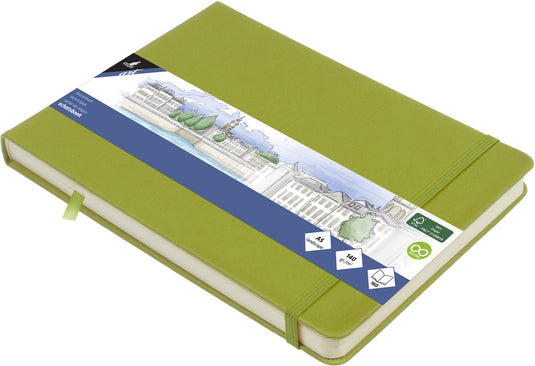 Kangaro schetsboek a5 landscape - lime green - hardcover kaft - met elastiek en lint - k-861239