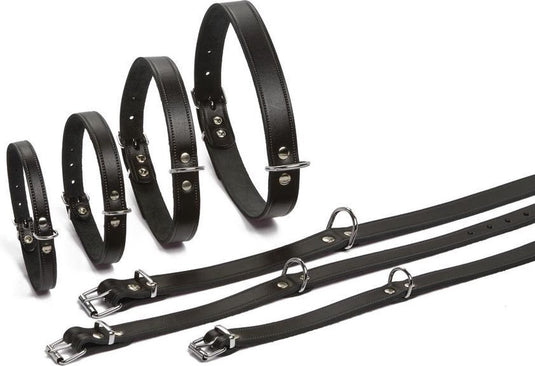 Beeztees - halsband hond - leer - zwart - 32-37 cm x 16 mm