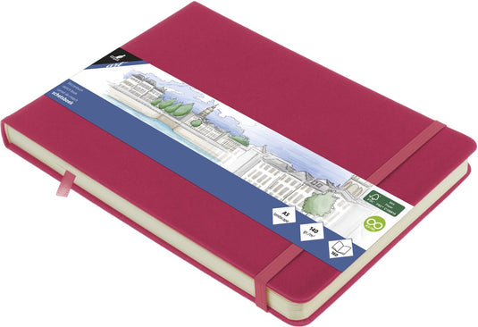 Kangaro schetsboek - a5 landscape - ruby - met elastiek en lint