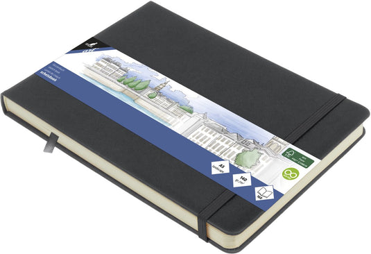 Kangaro schetsboek a5 landscape - cold grey - hardcover kaft - met elastiek en lint