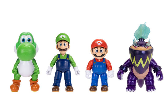 Jakks super mario galaxy film - multipack met 13 cm figuren – mario, yoshi en exclusieve wonder bowser jr. en luigi figuren