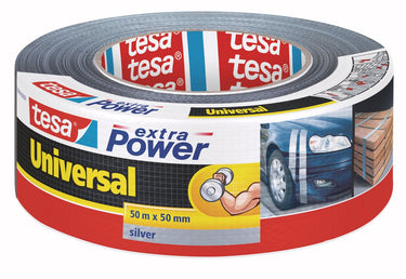 Tesa textieltape extra power universeel ducttape textielversterkt voor repareren – grijs 50m x 50mm
