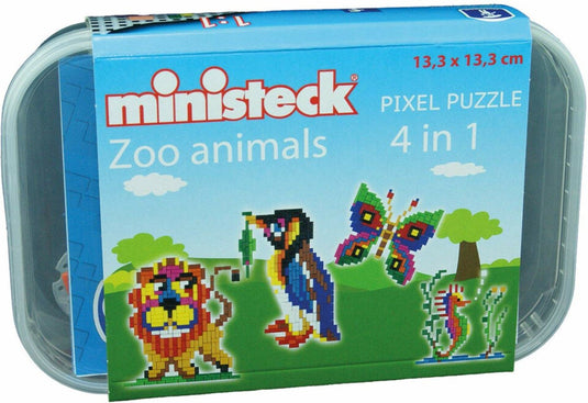 Ministeck dierentuin dieren 4in1 plastic doos 500 stukjes