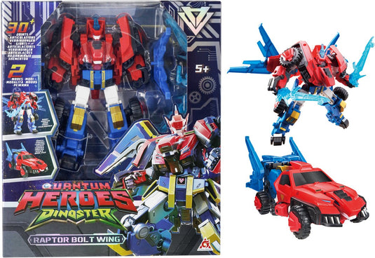 Quantum heroes dinoster dinoster - robot figuren 2 in 1 - transformeerbare robots - 22cm - raptor bolt wing