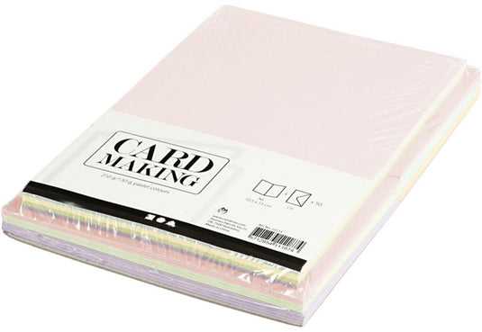 Creativ company kaarten en enveloppen pastelkleuren, 50 sets