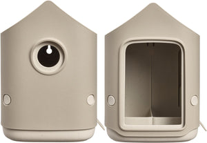 Elho cosy bird house and feeder - vogelhuisje en vogelvoederhuisje - 100% gerecycled plastic - l17.6 x b18 x h23 cm - paddenstoel beige