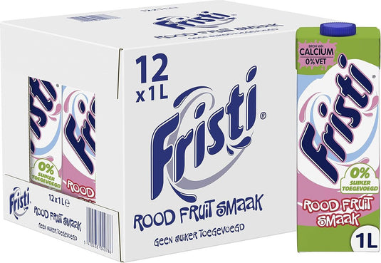 Fristi rood fruitsmaak – 0% suiker – houdbaar – 12 x 1 l – voordeelverpakking