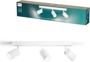 Philips led philips wyatt opbouwspot - led gu10 fitting - richtbaar - 3 lichtpunten - clickfix - wit